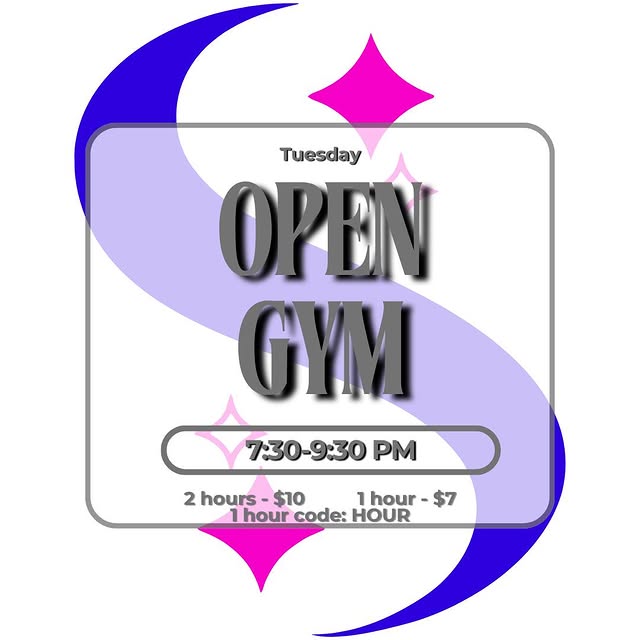 Tuesday Open Gym

Every Tuesday 7:30-9:30 pm!

$10 - 2 hours
$7 - 1 hour - code: HOUR

…