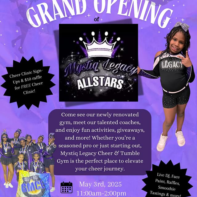 💜🖤🤍 SAVE THE DATE! 🤍🖤💜

Come celebrate the Grand Opening of Mystiq Legacy Allstar…