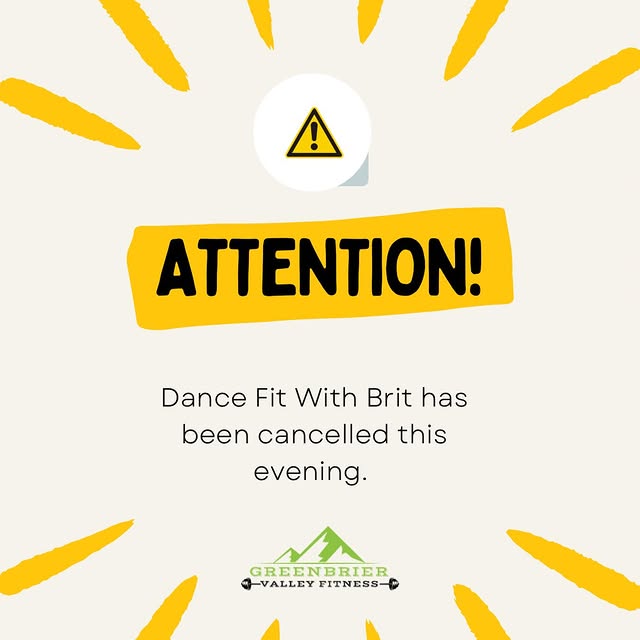 🚨 Class Update 🚨

Dance Fit with Brit is cancelled tonight.
Thank you for your unders…