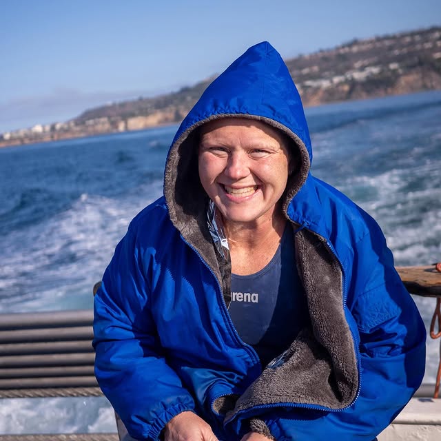Amazing client/friend  post!!!! Corey started her 20 mile swim journey across the Catal…