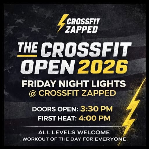 The CrossFit Open 2026 is here.

3 weeks.
3 themes.
One Zapped community.

🇺🇸 26.1 – …