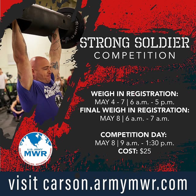 💪 Come test your limits at our Strong Soldier Competition at the Garcia Fitness Center…
