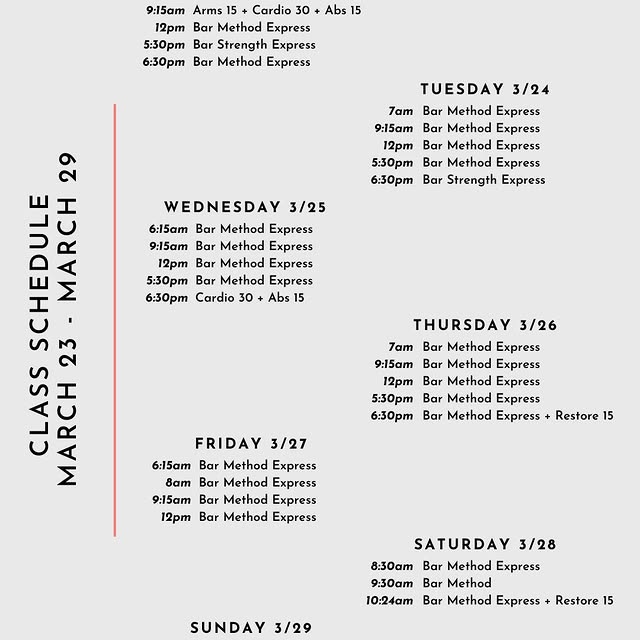 🌸MARCH 23-29 CLASS SCHEDULE🌸

Spring has officially sprung, the school breaks have en…