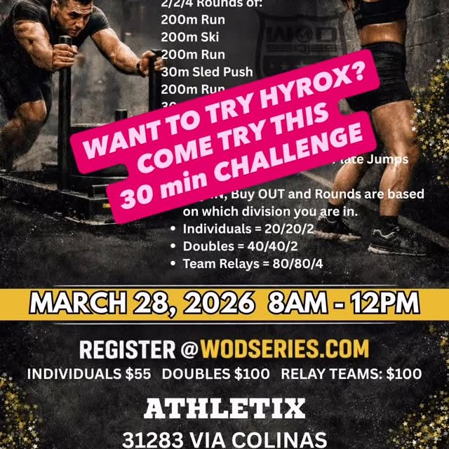 Want to try HYROX? Come get your feet wet in the Hyrox race community!
Individuals, Dou…
