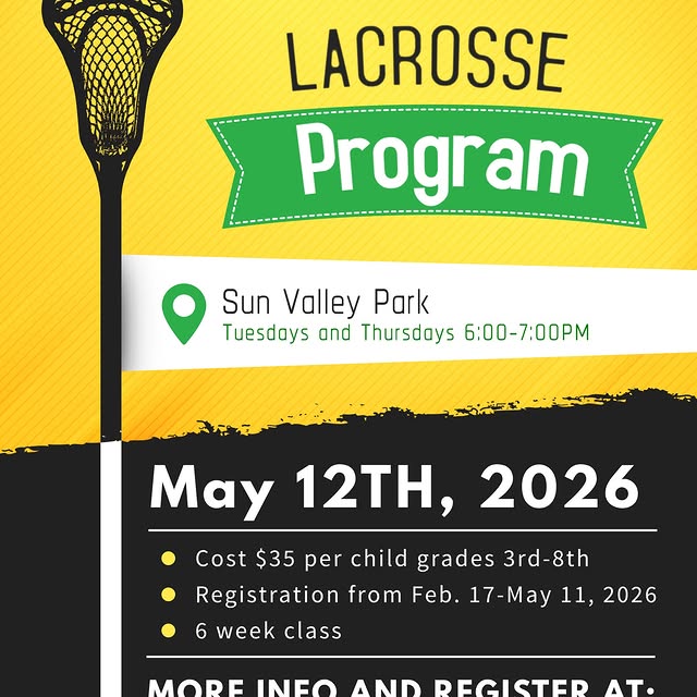 🥍 LACROSSE PROGRAM – SPRING 2026 🥍
City of Cheyenne Recreation is excited to offer ou…