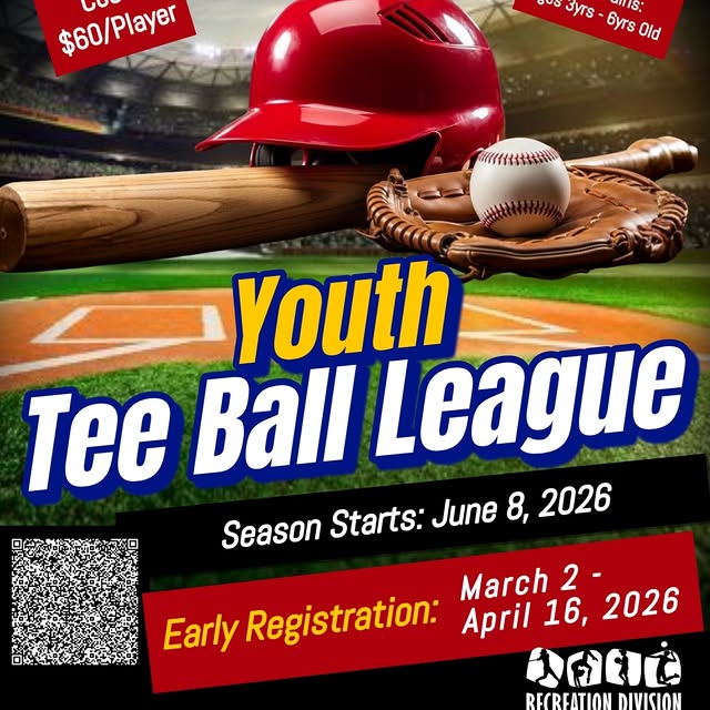 Early registration now open for the Youth Tee Ball League!

For more information, pleas…