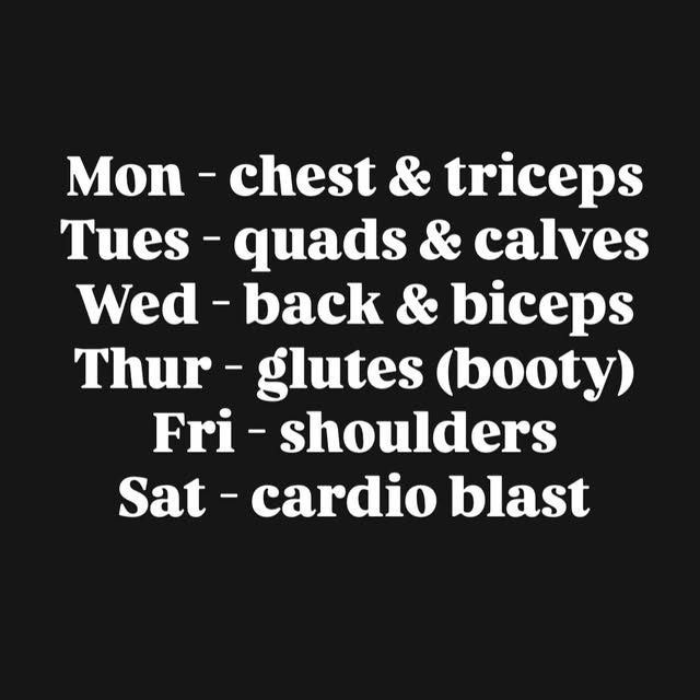 Training split for week of 3/23 💪 🍑
