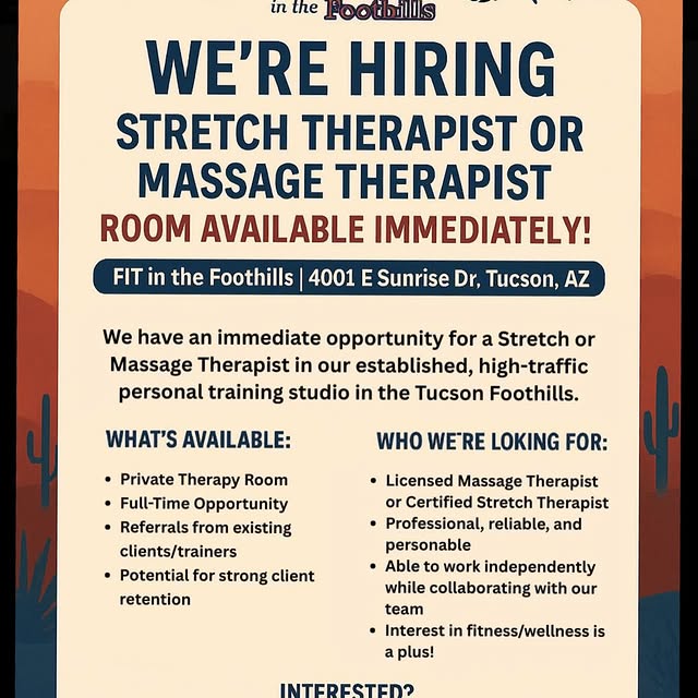 🚨 Room Available! Are you a licensed massage therapist or certified stretch therapist …