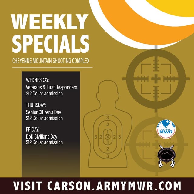 📢 Check out all of the weekly specials at the Cheyenne Mountain Shooting Complex!

Wed…