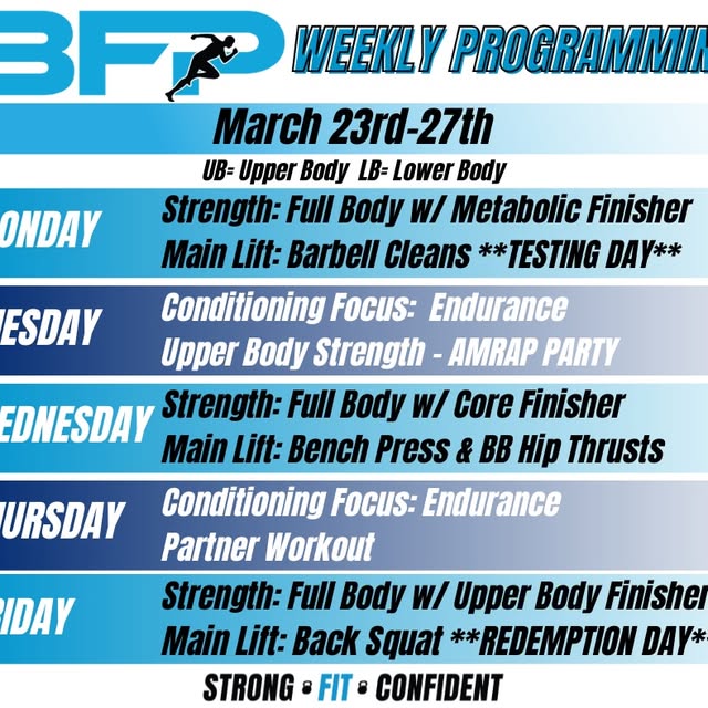 Last Week of March Programming – BIG WEEK 💪

We’re closing out March strong! This is t…