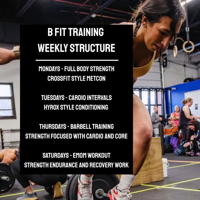 Every week B Fit training is designed with a purpose

Instead of random workouts, you’l…