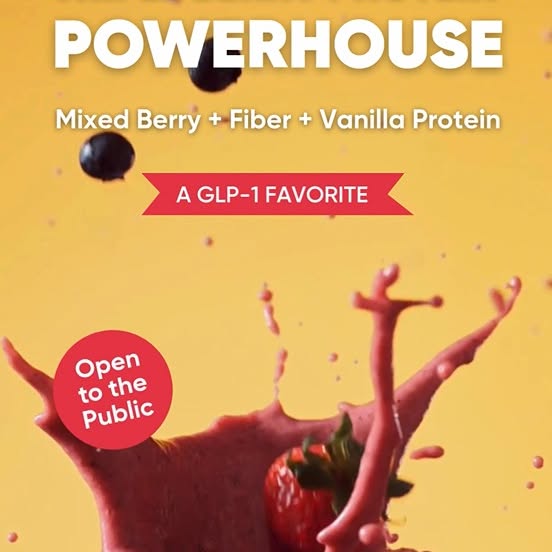 A GLP-1 favorite 🍓High protein, fiber packed. Smoothie Bar is open to the public — com…