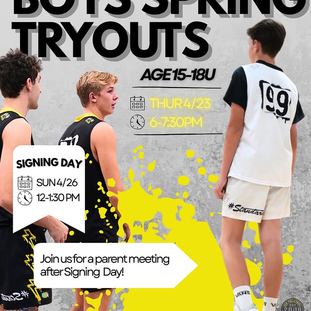 Save the date! Boys Spring Tryouts for our High School age groups (15-18U) are just aro…