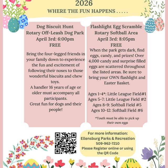 The Ellensburg Parks & Recreation Department is excited to present the 2026 Eggstravaga…