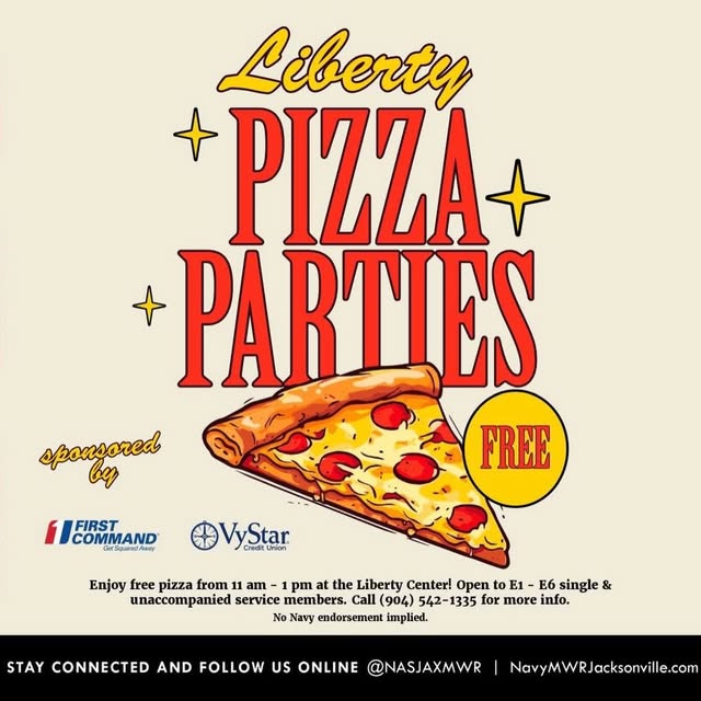 E1–E6 single and unaccompanied service members are invited to attend the Liberty Pizza …