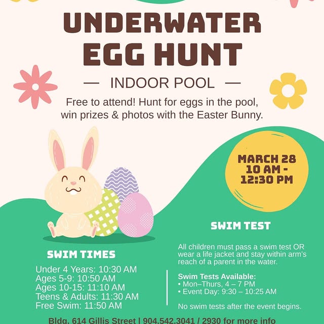 Join MWR this Saturday, March 28 at the indoor pool for the annual Underwater Egg Hunt.…