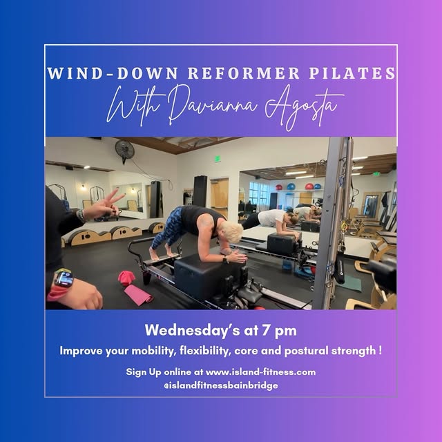 Midweek reset, anyone? 🌙

Join Davianna Agosta for Wind-Down Reformer Pilates
Wednesda…