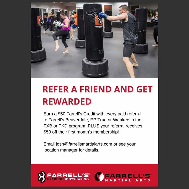 It’s Friends and Family Week here @farrells_eptrue 🤗! Come and try us out for free! 🥊…