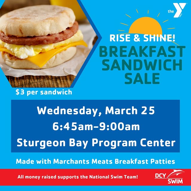 Tomorrow morning is our Breakfast Sandwich Sale raising funds for our National Swim Tea…
