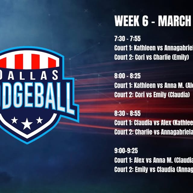 Week 6 matchups are set. Check the schedule and start planning your strategy. #dodgebal…