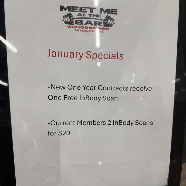 January Specials -New One Year Contracts receive One Free InBody Scan -Current members …