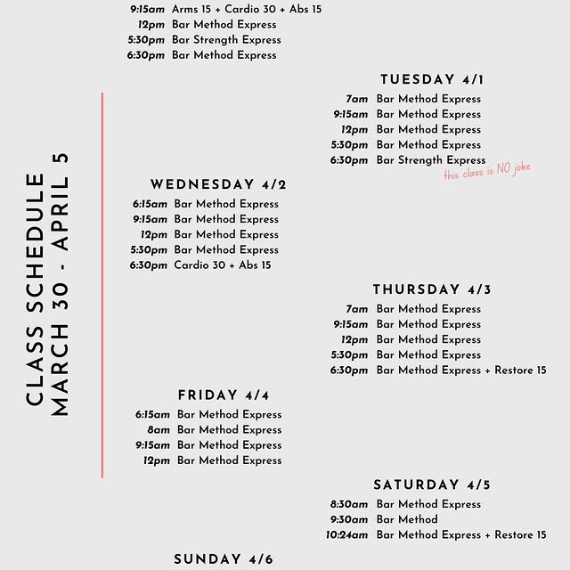 🌟MARCH 30 - APRIL 5 CLASS SCHEDULE🌟

And we're back to our regularly scheduled progra…