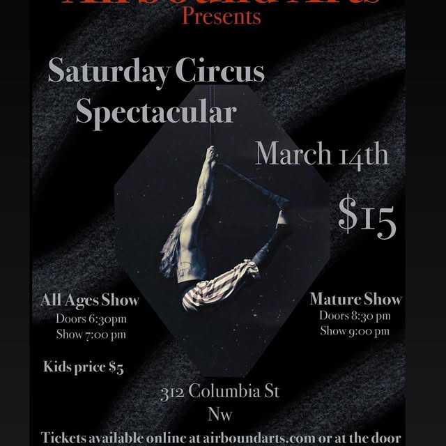 Saturday!  Come watch your local aerial performers. Notaflof.