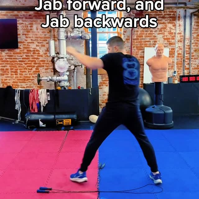 If your jab only works standing still, it’s not working.

Jab forward to claim distance…