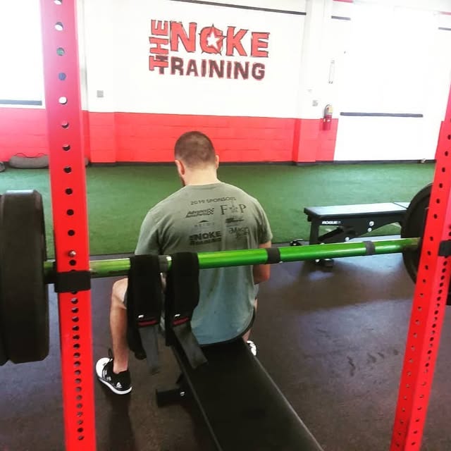 WOOO! That boy strong! Nick here is bench pressing with a axle bar. If you're intereste…