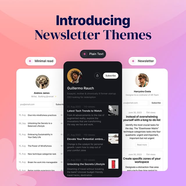 🎉 New on Bio Link 🎉

Newsletter Themes - a new way to style your posts in a newslette…