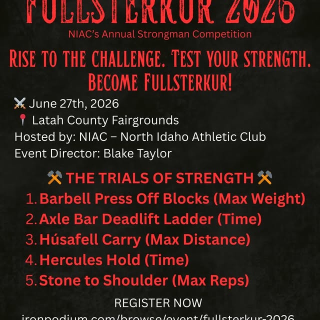 Fullsterkur 2026 sign-ups are live!!!
This is NIAC's 4th annual strongman competition a…