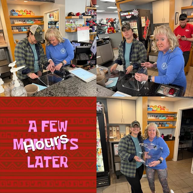 April is our cycle challenge for charity.  Allison and Jennifer got the box ready for y…