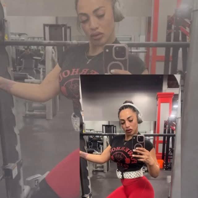 @shasha_marieee looking 🔥in her red powerhouse crop! Clock it !
#gym #bodybuilding #fi…