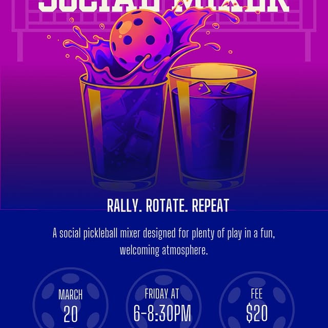 Join us for our Pickleball Mixer on Friday, March 20 for an evening of fun games, socia…
