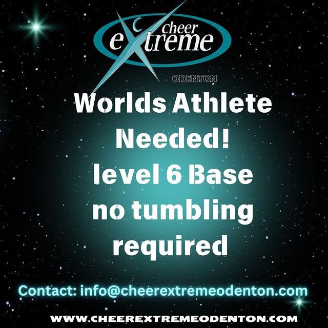 We have an opening for a level 6 base on our worlds team! Contact Coach Joe at info@che…