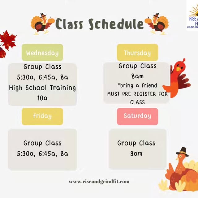 Some changes in the schedule this week! Added the Thanksgiving Day 8am workout!!! Bring…