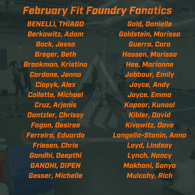Let’s gooo! Thank you to the Fanatics who made the February Fit Foundry Fanatics list a…