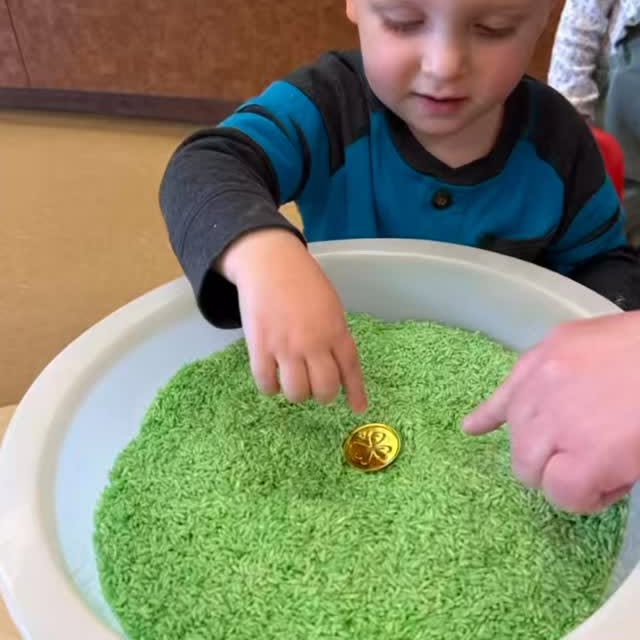 Little Leprechauns enjoying a gold hunt this week. 🍀