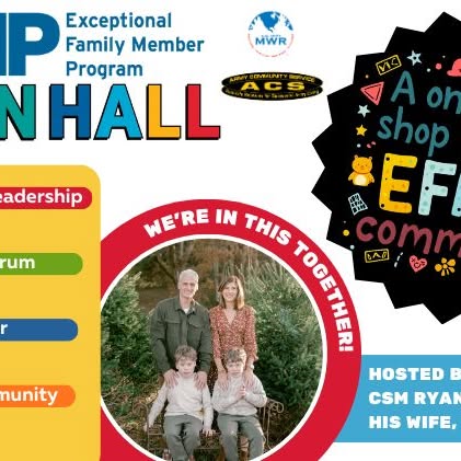 📢 ❗ EFMP Families

Join hosts CSM Jeffers & his wife Cara Jeffers for an important tow…