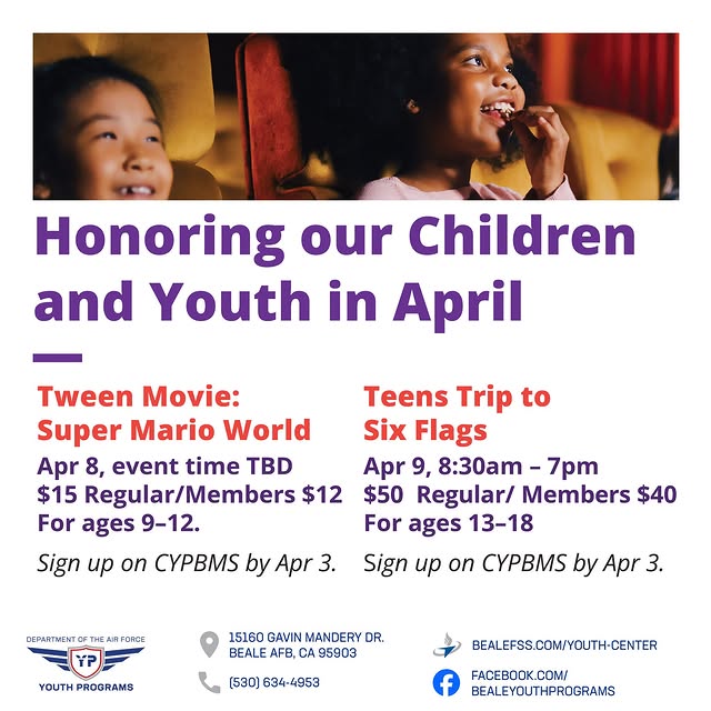 🤩💜 It’s Month of the Military Child, and the Beale Youth Center is going all out! We’…