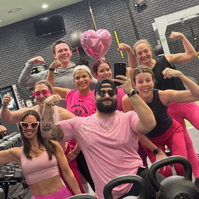 Happy early Valentine’s Day 💘 from the 6am crew who forced me to wear a pink shirt. An…