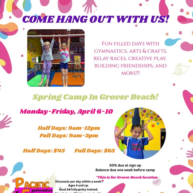 Parents, it’s time! 🌸🤸‍♀️

Spring Break Camp registration is NOW OPEN at Pacific Flip…