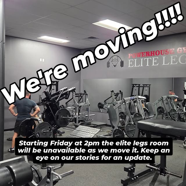 The elite legs room is moving!!! Starting Friday at 2pm the elite legs room will be clo…