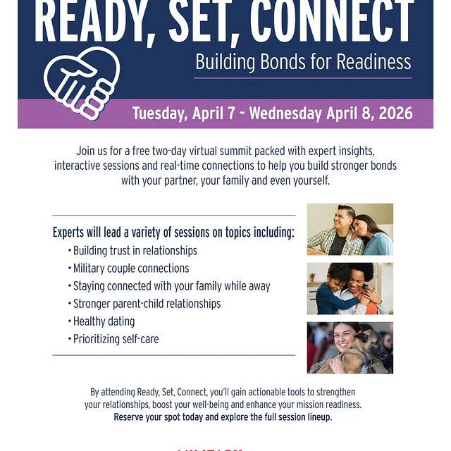 Building Bonds for Readiness
REGISTER: https://www.navymwrbethesda.com/activity/a175790…