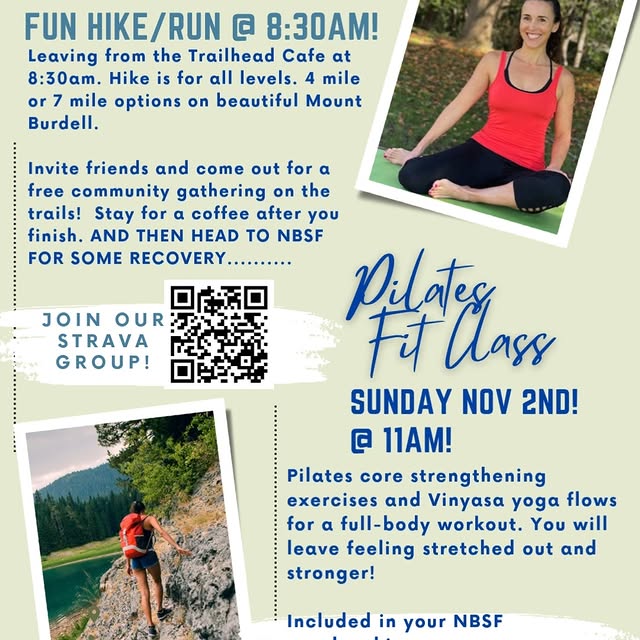 What are you up to on Nov 2nd? Join us for a Hike followed by a Pilates Fit Class!