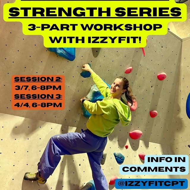 Coming soon!!
Parts 2 and 3 of Coach Izzy's Climber Strength Workshops!! 💪

In case yo…