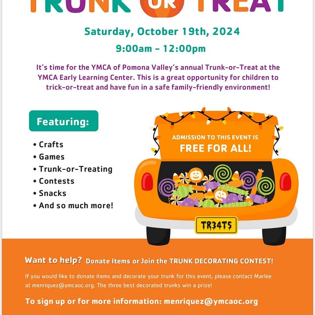 It’s almost that time of year …. Our 5th annual Trunk or Treat event will be hosted on …