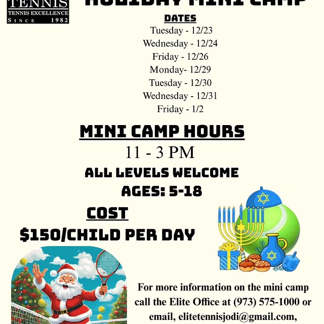 ,

🎄🎾 Holiday Junior Mini Camp — Enrollment NOW OPEN! 🎾🎄

Keep your juniors moving,…