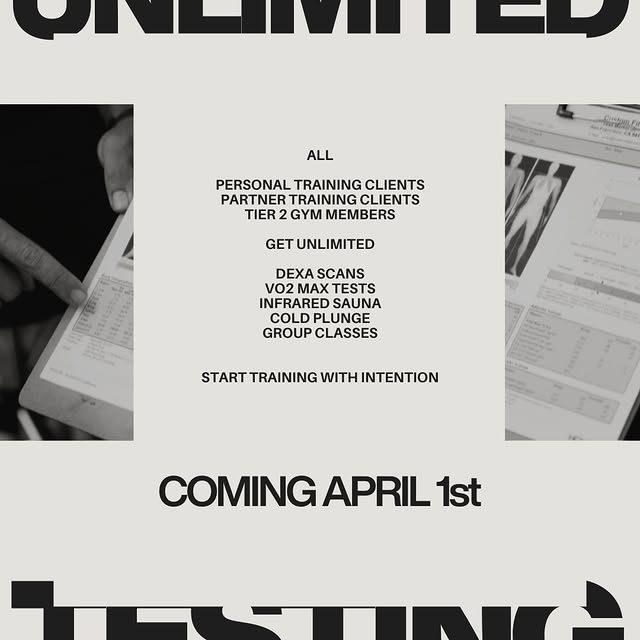 Unlimited DEXA and VO₂ Max Testing is coming to Custom Fit!

Starting April 1st, all Tr…