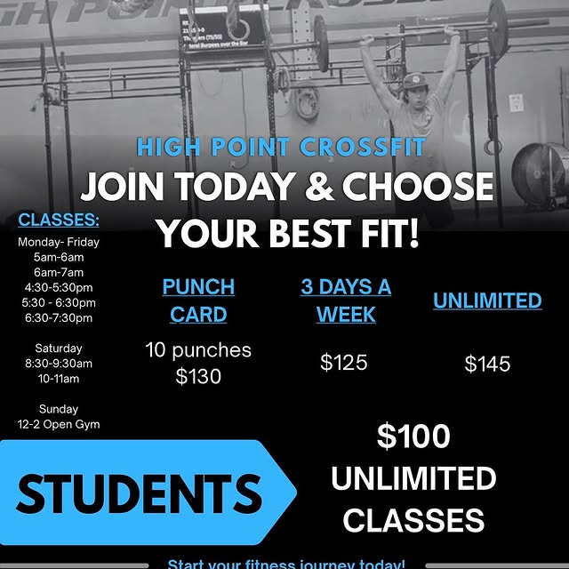 📣 Big news from High Point CrossFit! 💪

We’ve got new hours to fit your busy schedule…